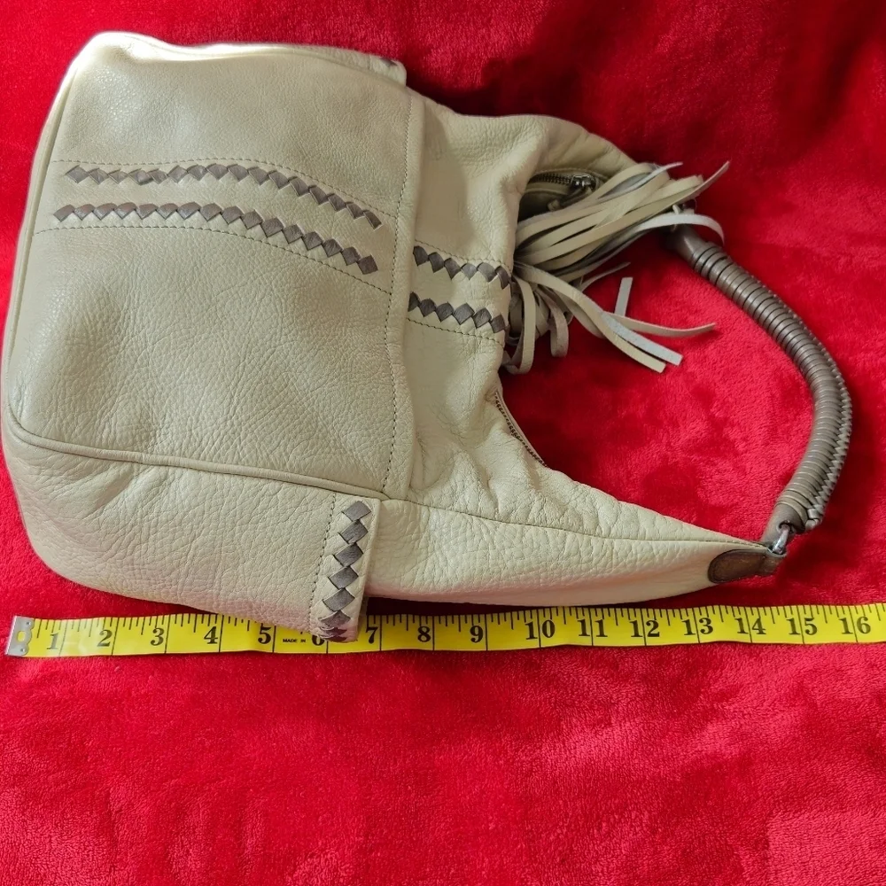 Brighton Stylish Cream and Gray Leather Bag